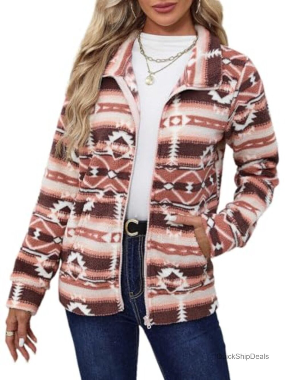 Women's Sherpa Fleece Full Zip Jacket Warm Winter Coat